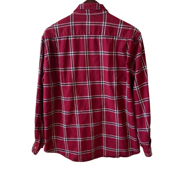 Wrangler Flannel Mens XL Red Plaid Cotton Long Sleeve Button Up Workwear - Picture 2 of 7